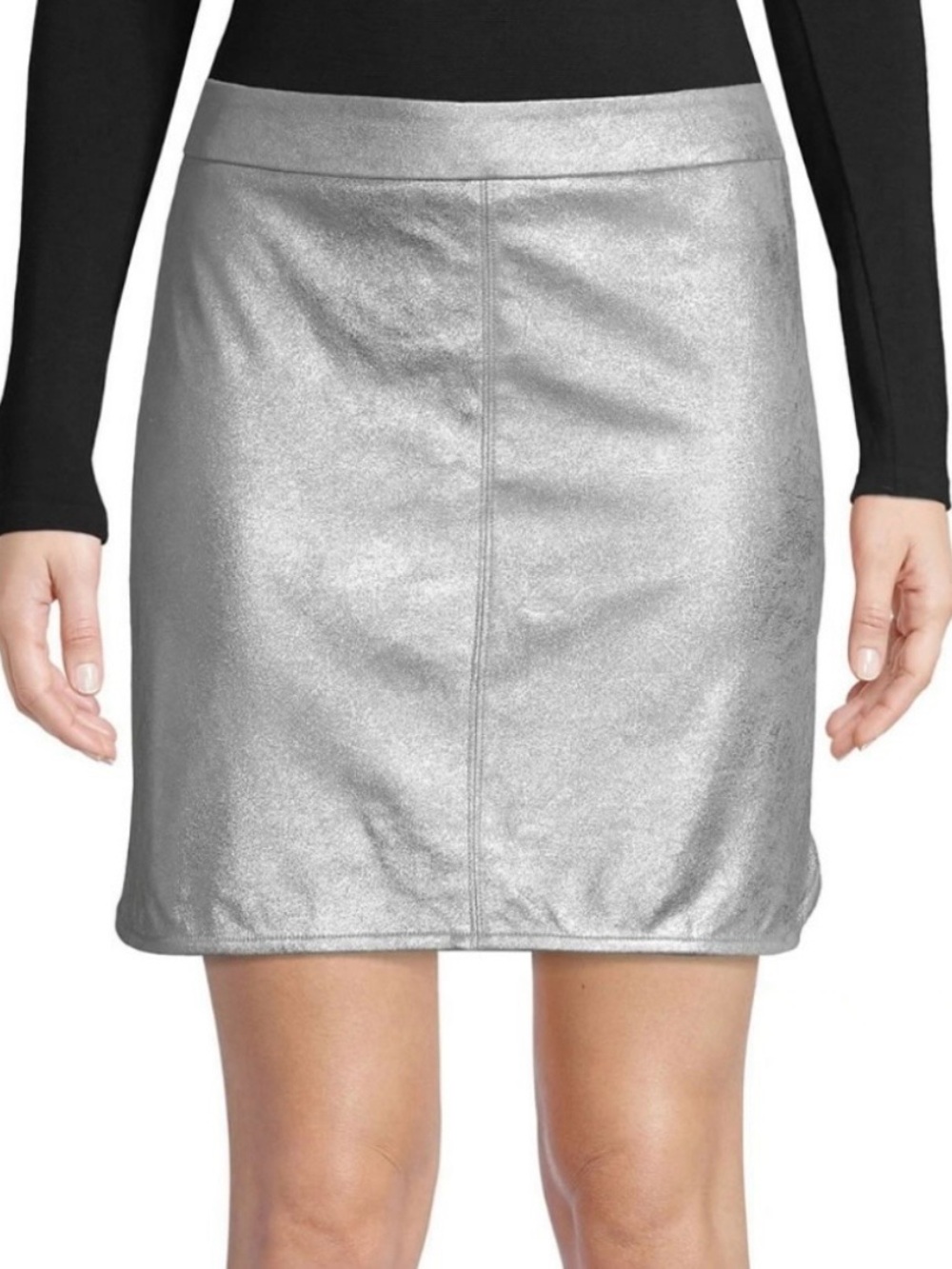 Highline Collective Metallic Silver Pencil Mini Futuristic Cyber-glam Skirt M‎